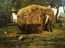 Репродукция картины "the barnyard" художника "гассам чайльд"