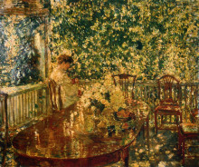 Репродукция картины "summer porch at mr. and mrs. c.e.s. wood&#39;s" художника "гассам чайльд"