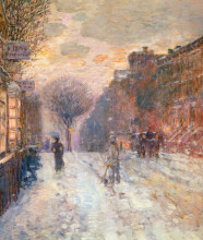 Копия картины "early evening, after snowfall" художника "гассам чайльд"