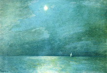 Репродукция картины "moonlight on the sound" художника "гассам чайльд"