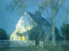 Картина "moonlight, the old house" художника "гассам чайльд"