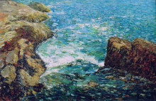 Репродукция картины "surf and rocks" художника "гассам чайльд"