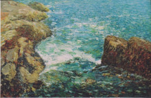 Картина "surf and rocks" художника "гассам чайльд"