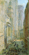 Репродукция картины "lower manhattan (aka broad and wall streets)" художника "гассам чайльд"