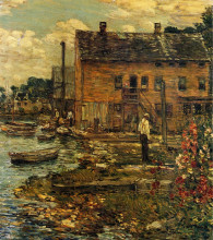 Картина "the fishermen, cos cob" художника "гассам чайльд"