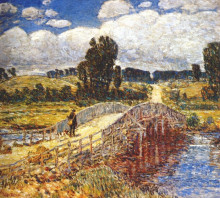 Репродукция картины "bridge at old lyme" художника "гассам чайльд"