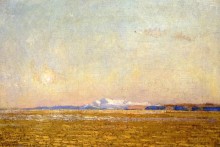 Картина "moonrise at sunset, harney desert" художника "гассам чайльд"