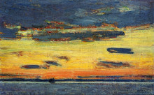 Репродукция картины "sunset on the sea" художника "гассам чайльд"