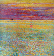 Репродукция картины "sunset at sea" художника "гассам чайльд"