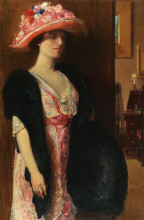 Копия картины "fire opals (aka lady in furs - portrait of mrs. searle)" художника "гассам чайльд"