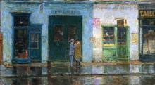 Копия картины "little cobbler&#39;s shop" художника "гассам чайльд"
