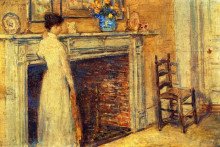 Репродукция картины "the fireplace" художника "гассам чайльд"
