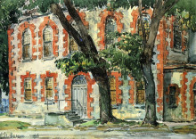 Репродукция картины "old dutch building, fishkill, new york" художника "гассам чайльд"