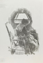 Картина "mrs. hassam knitting" художника "гассам чайльд"