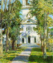 Картина "the church at gloucester" художника "гассам чайльд"
