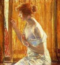 Картина "the flag outside her window, april (aka boys marching by)" художника "гассам чайльд"