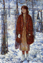 Картина "the snowy winter of 1918, new york" художника "гассам чайльд"