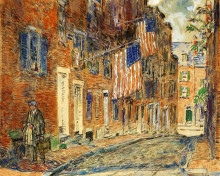 Репродукция картины "acorn street, boston" художника "гассам чайльд"