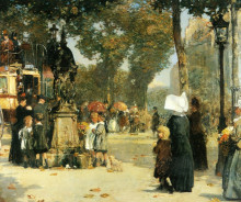 Репродукция картины "paris street scene" художника "гассам чайльд"