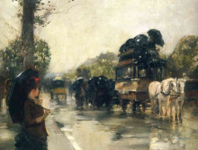 Картина "april showers, champs elysees paris" художника "гассам чайльд"