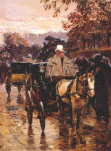 Репродукция картины "carriage, rue bonaparte" художника "гассам чайльд"