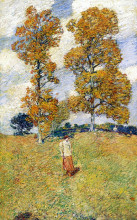 Репродукция картины "the two hickory trees (aka golf player)" художника "гассам чайльд"