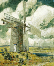 Копия картины "bending sail on the old mill" художника "гассам чайльд"