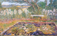 Репродукция картины "a long island garden" художника "гассам чайльд"