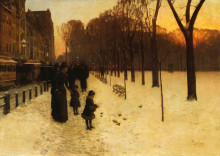 Копия картины "boston common at twilight" художника "гассам чайльд"