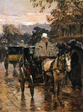 Репродукция картины "hackney carriage, rue bonaparte (also known as fiacre, rue bonaparte)" художника "гассам чайльд"