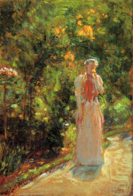 Картина "mrs. hassam in the garden" художника "гассам чайльд"