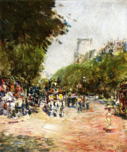 Картина "rue madeleine, place de l&#39;opera" художника "гассам чайльд"