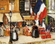 Репродукция картины "bastille day, boulevard rochechouart, paris" художника "гассам чайльд"