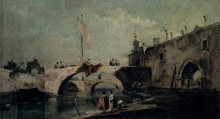 Картина "town with a bridge" художника "гварди франческо"