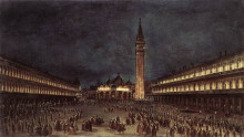 Копия картины "nighttime procession in piazza san marco" художника "гварди франческо"