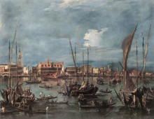 Картина "the molo and the riva degli schiavoni from the bacino di san marco" художника "гварди франческо"