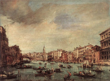 Репродукция картины "the grand canal, looking toward the rialto bridge" художника "гварди франческо"