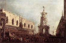 Репродукция картины "carnival thursday on the piazzetta" художника "гварди франческо"