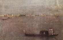 Картина "the gondola on the lagoon" художника "гварди франческо"