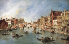 Копия картины "the three arched bridge at cannaregio" художника "гварди франческо"