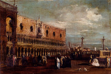 Репродукция картины "venice, a view of the piazzetta looking south with the palazzo ducale" художника "гварди франческо"