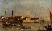 Репродукция картины "view of the island of san michele near murano, venice" художника "гварди франческо"