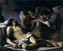 Копия картины "the dead christ mourned by two angels" художника "гверчино"