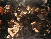 Копия картины "erminia finds the wounded tancred" художника "гверчино"