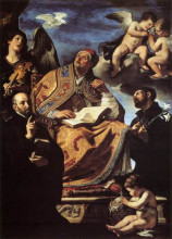 Репродукция картины "st gregory the great with sts ignatius and francis xavier" художника "гверчино"