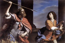 Репродукция картины "saul attacking david" художника "гверчино"