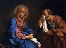 Картина "st peter weeping before the virgin" художника "гверчино"