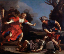 Репродукция картины "erminia finding the wounded tancred" художника "гверчино"