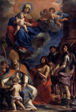 Репродукция картины "virgin and child with four saints" художника "гверчино"