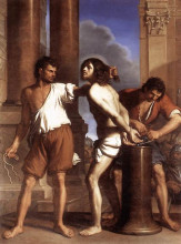 Картина "the flagellation of christ" художника "гверчино"
